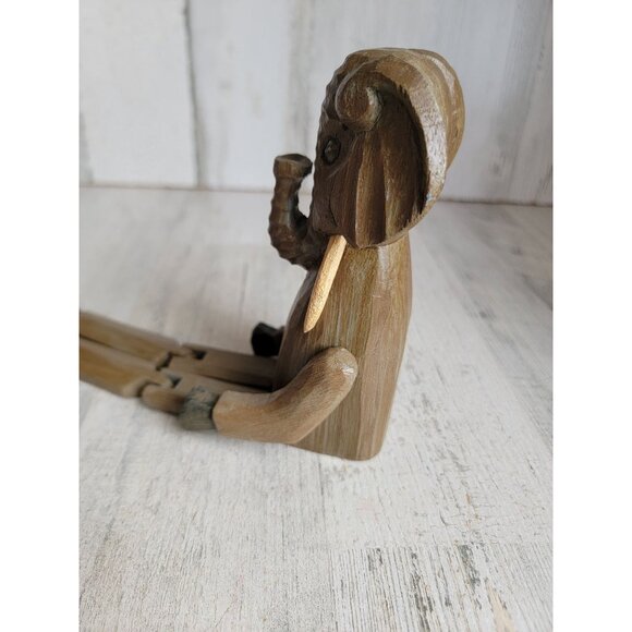 Vintage Elephant wooden‎ feet dangling jointed home decor unique - Picture 3 of 6